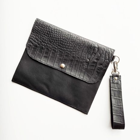 Clutch Natasja zwart croco